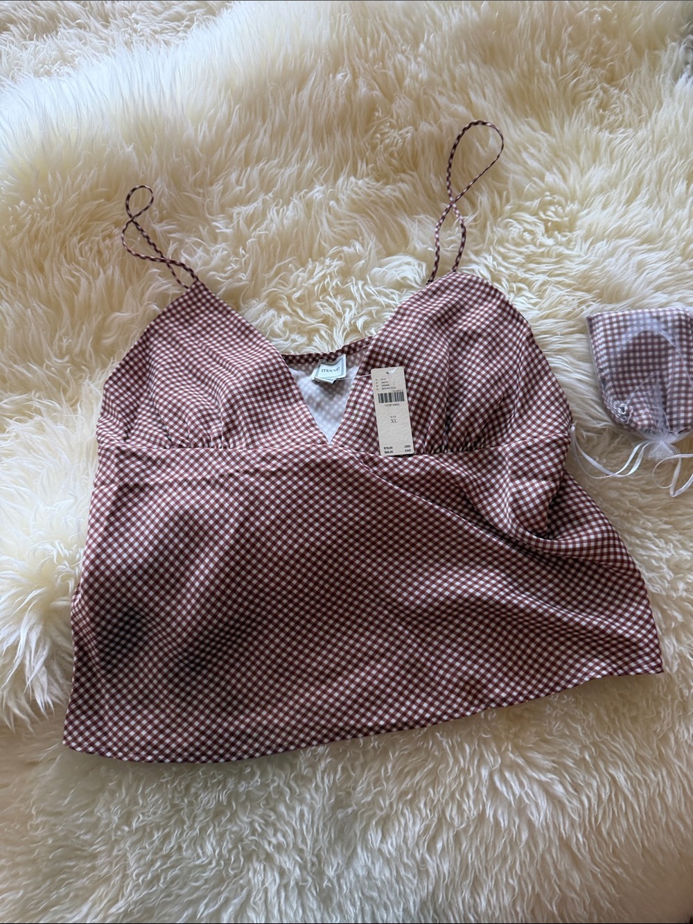 Anthropologie Mauve Pink Gingham Satin Cami
